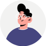 standard profile image is a blocky cartoon person with black hair and glasses